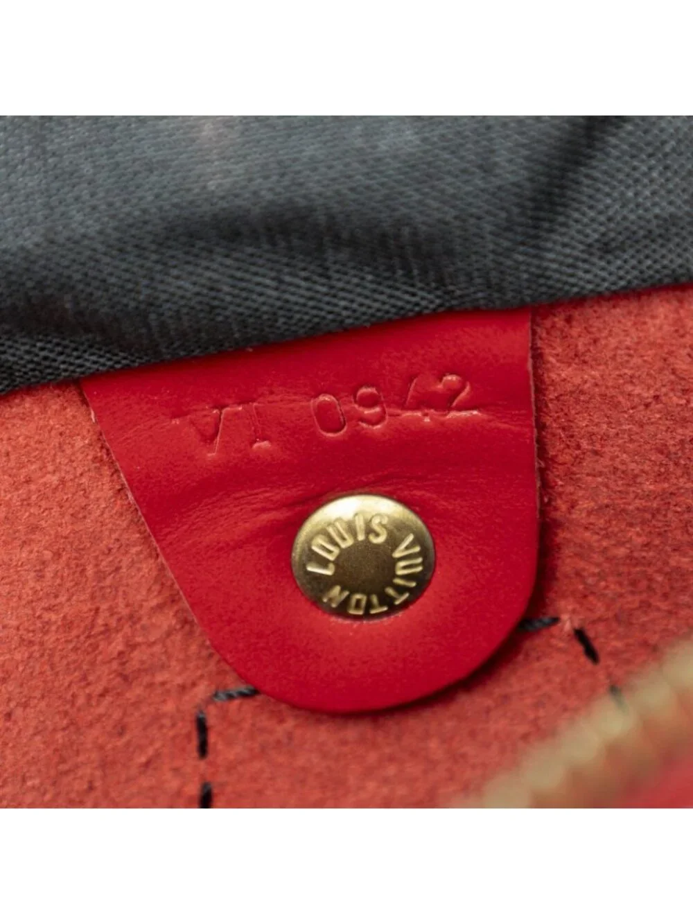 Louis Vuitton Speedy Black Stitch Red Epi Handbag